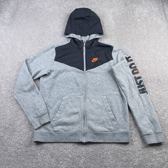 Nike Tops - Nike Hoodie in Gray with Black Accents and Orange Logo